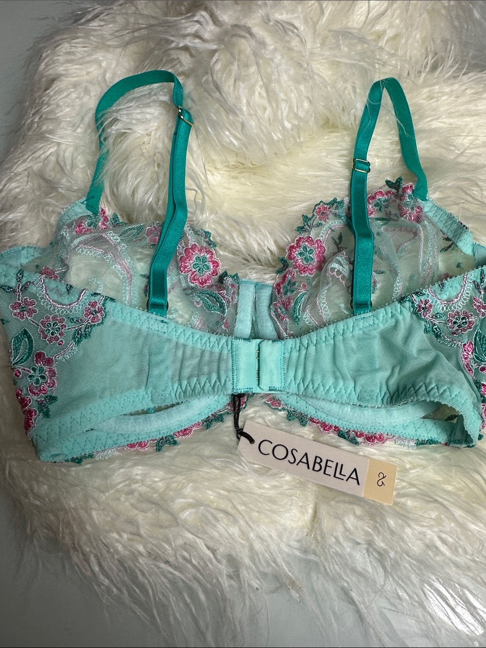 Cosabella Sanika Balconette Bra 34D Addy Green Sheer Embroidered Lace NWT - Picture 5 of 5